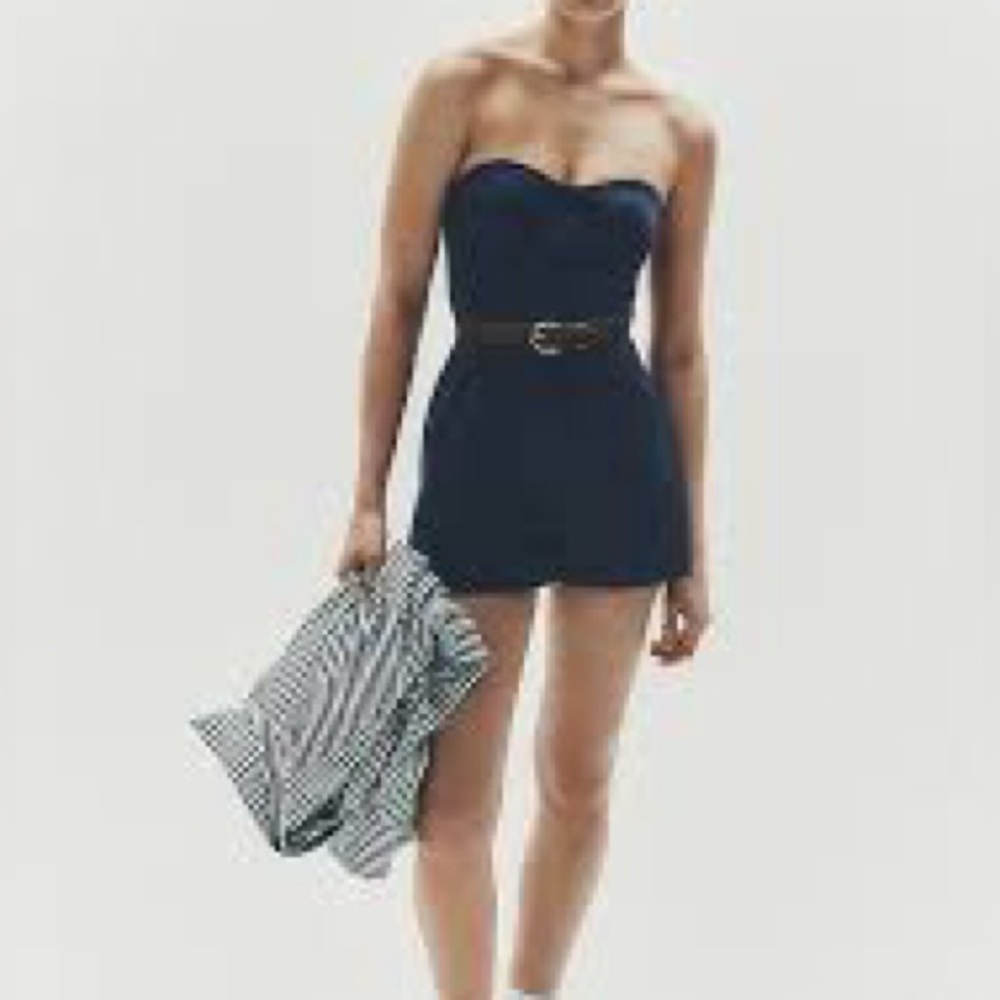 Maeve Strapless Bustier Romper-Navy-NWT-size 8